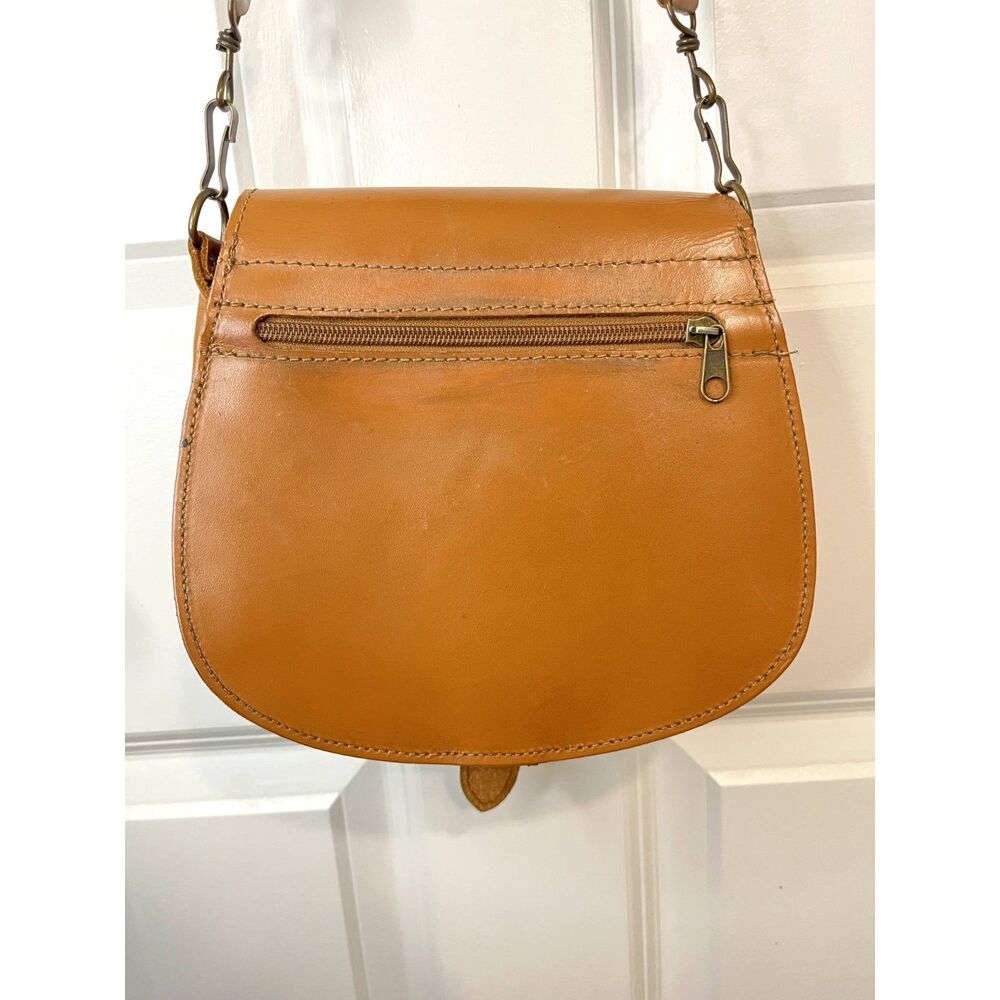 Brown Small Leather Crossbody Saddle Bag Made in Greece - Picture 2 of 8